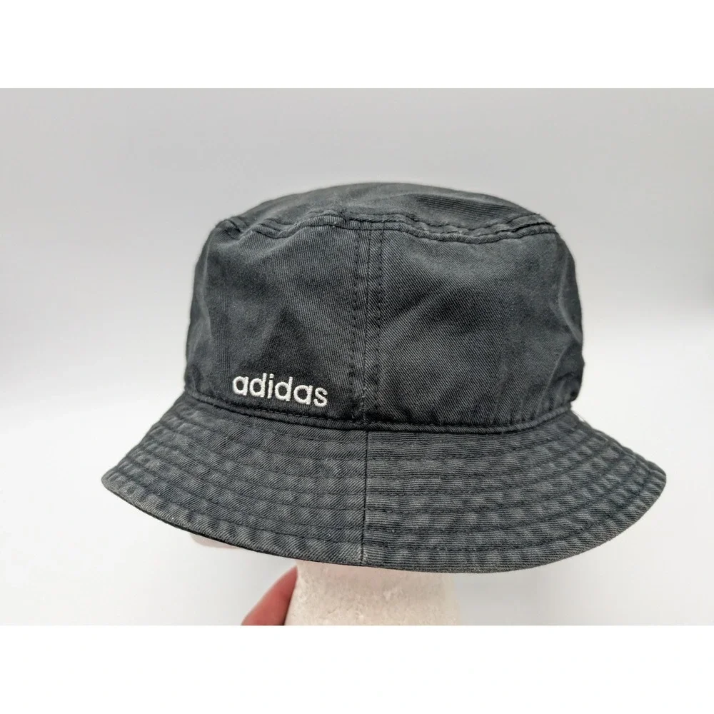 Adidas Aeroready Washed Black Cotton Twill Bucket Hat Embroidered Logo Men Women